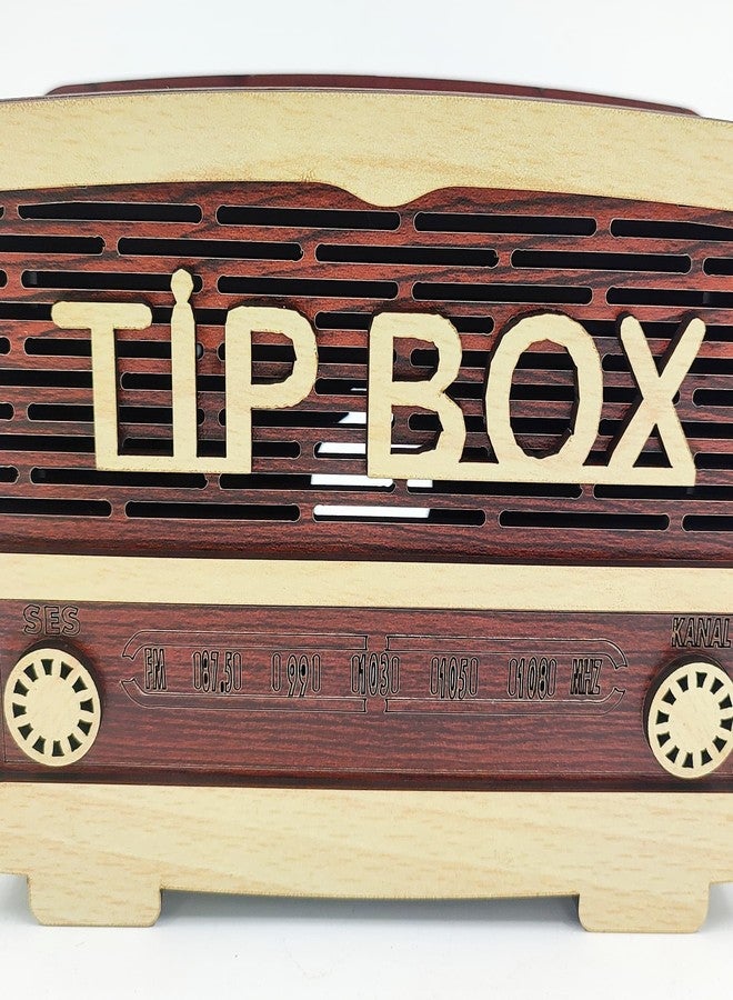MeeCraft Tip Box Radio Design - Wooden Money Container, 18x12x7 cm - Image 5